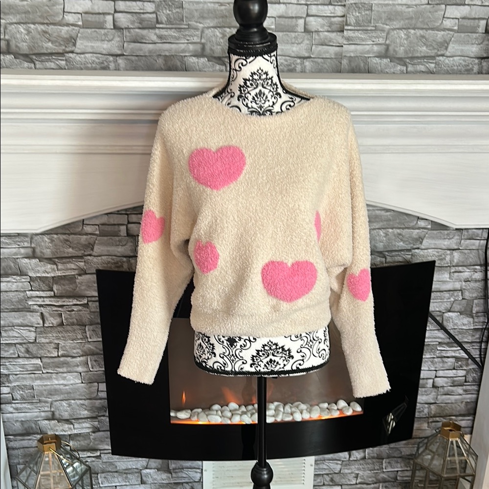 Cozy Pink Heart Sweater